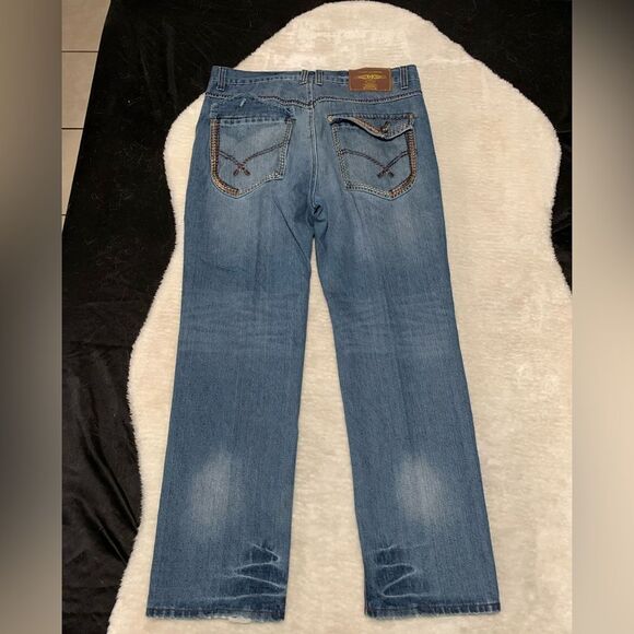 Phat Farm Mens Straight Ripped Denim Jeans‎ Size 38x33 Pants Y2K - Picture 2 of 9